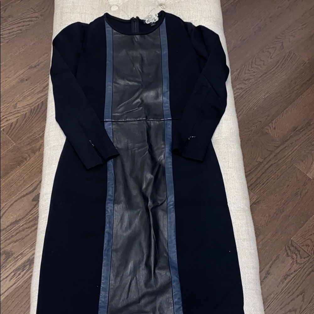 JCrew fitted dress with leather inset